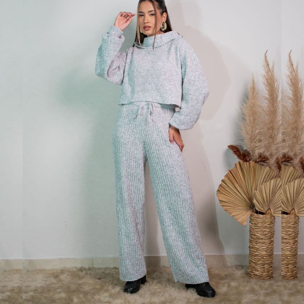 Conjunto Agasalhos 2 peças Calça e Cropped Tricot Mousse