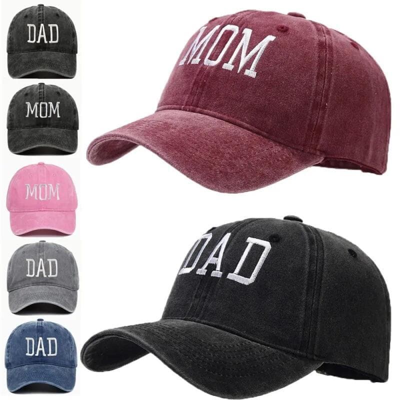 Boné de Beisebol de Algodão com Bordado DAD MOM, Boné Fashion para Mulheres e Homens, Viseira Esportiva, Boné Snapback,