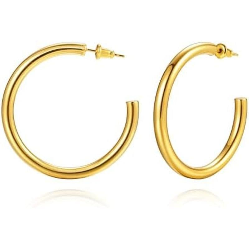 Brincos De Argola Grandes De Ouro Para Mulheres Grossos Leve Brinco De Argolas Joias Elegantes Uso Diário Redondo Clássi