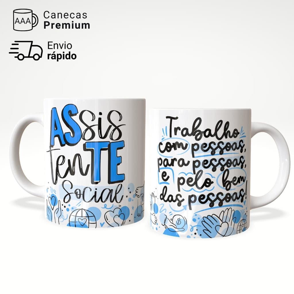 Caneca Profissão Assistente Social Serviço Social Presente 325ml