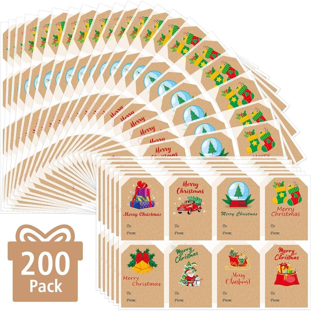 200 Etiquetas Autoadesivas para Presentes - Etiquetas de Nome em Papel Kraft Marrom Natural para Adesivos de Rótulos de