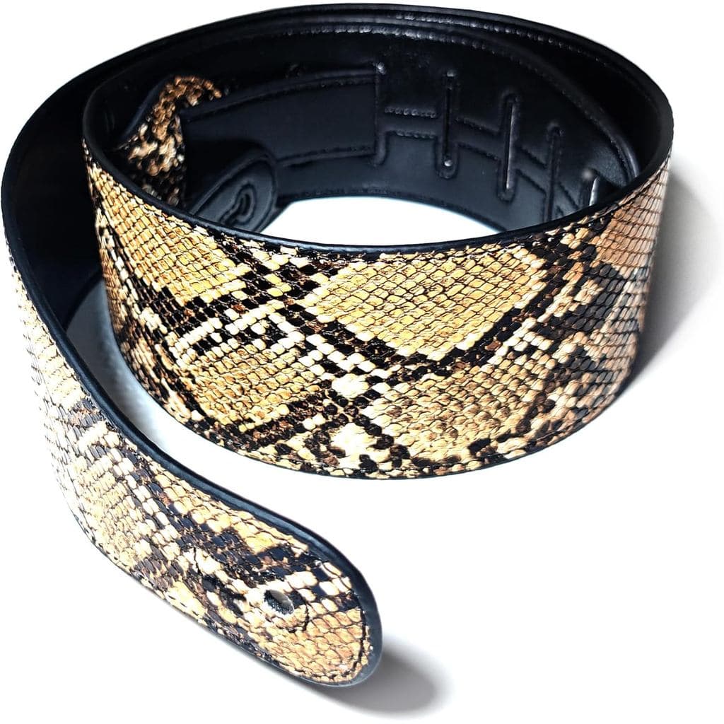 Correia de Guitarra Bege com Textura de Pele de Cobra, Adequada para Baixo Elétrico e Instrumentos de Guitarra Tradicion
