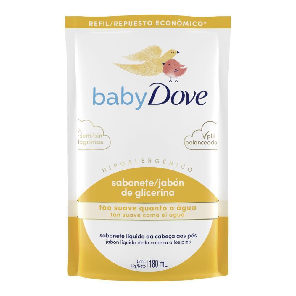SABONETE DOVE BABY LIQUIDO 180ML HIDRATACAO GLICERINADA REFIL