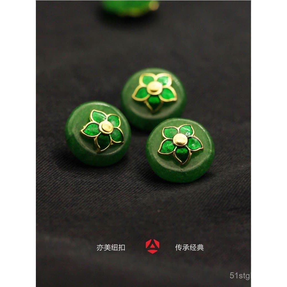 Botões de jade verde plano para cheongsam, colete tradicional chinês, cardigã, suéter, 12mm.