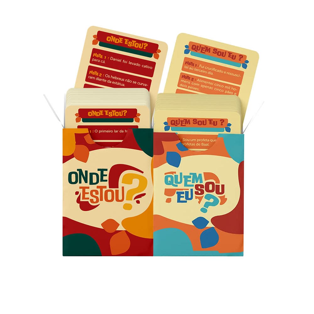 Kit Adivinhações Bíblicas | Jogo Bíblico de Cartas | Quem Sou Eu? + Onde Estou?