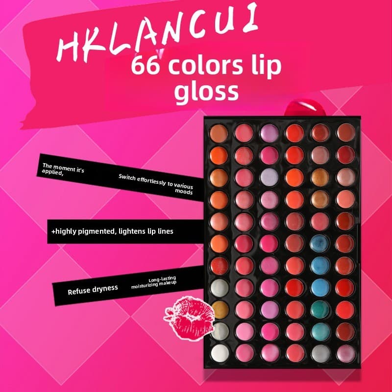 Interseção Novo Produto 66 Cores Paleta de Brilho Labial Maquiagem Artista Maquiagem Paleta de Batom Multicolor Lip Glos