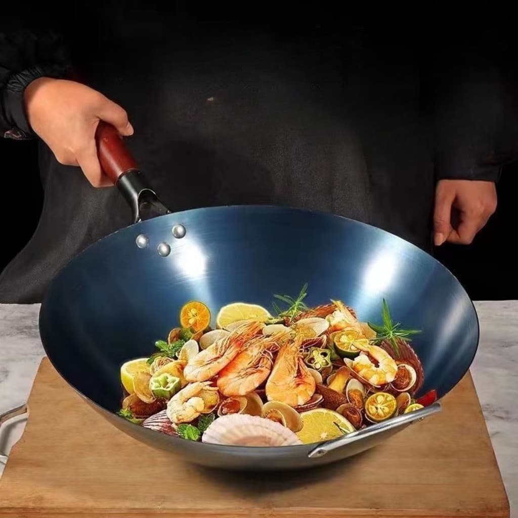 Panela de ferro antiaderente Wok doméstico não revestida