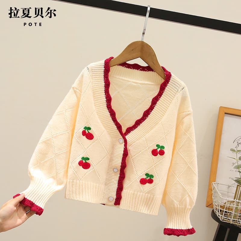 Lashebel roupas infantis meninas Cardigan de malha primavera novo estilo moda crianças primavera outono camisola jaqueta