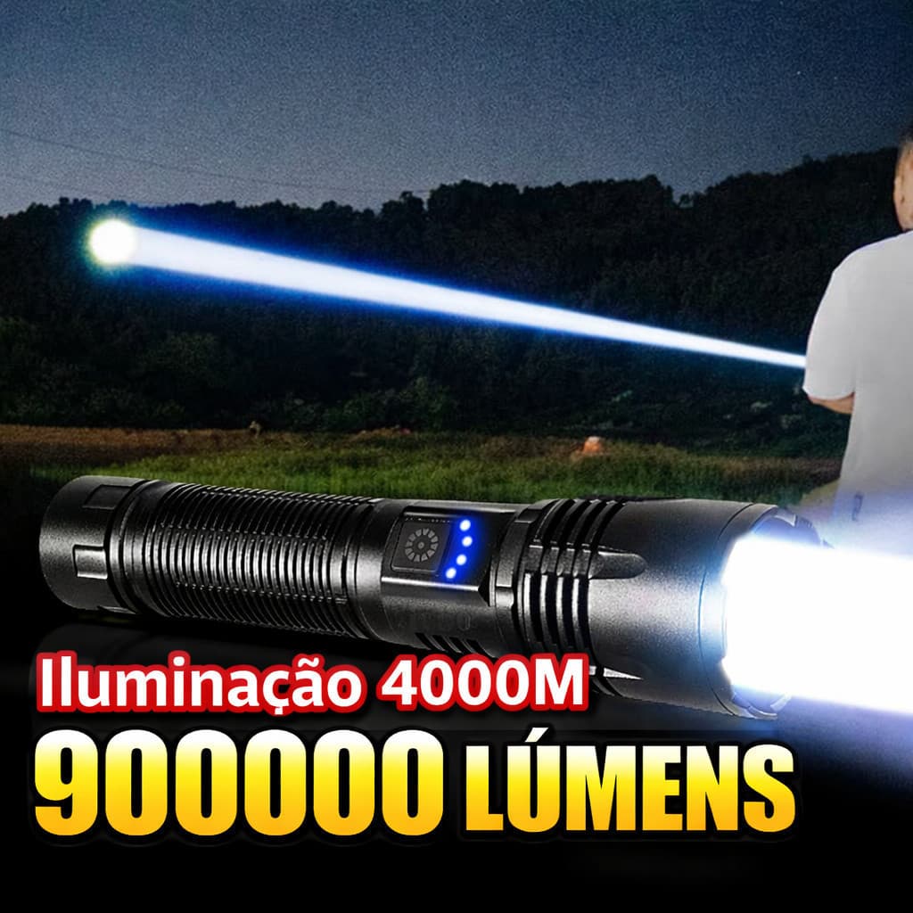 Lanterna led de lanterna forte, 9000000lumens, portátil, recarregável, bateria embutida Envio Imediato