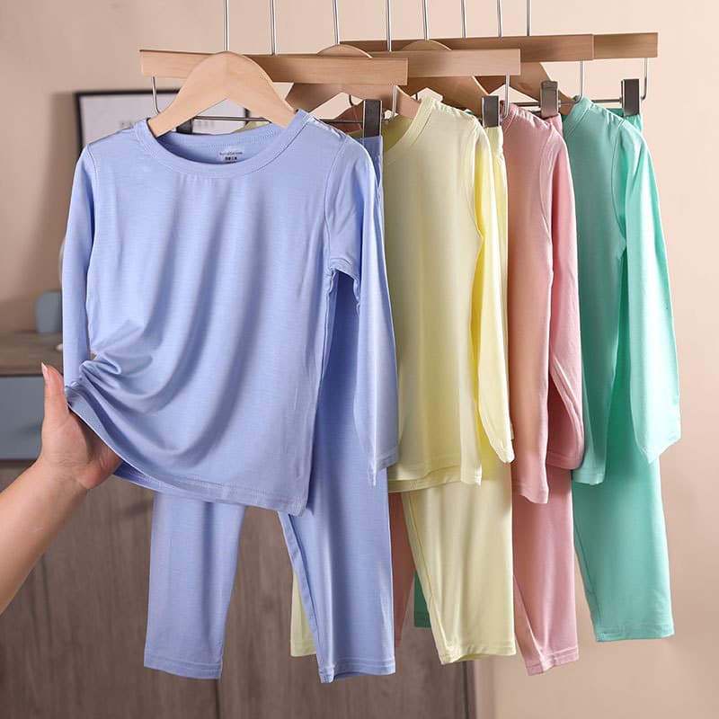 Conjunto de pijamas infantis médio grande crianças estilo fino Modal roupas de outono calças compridas calças de pijama