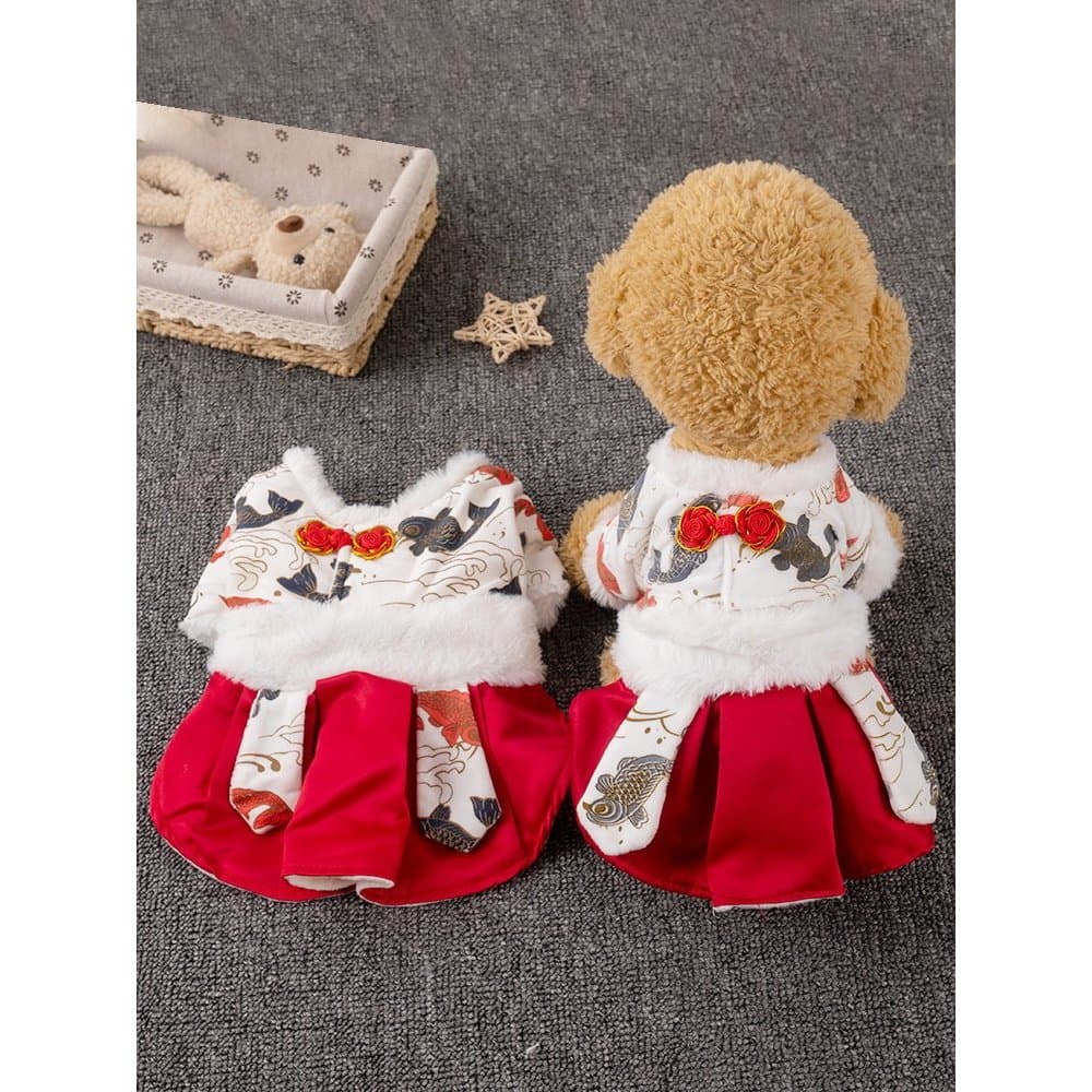 Roupas para cães na moda nacional Tang terno Teddy Bichon Poodle Schnauzer pequeno cão de tamanho médio gato de estimaçã
