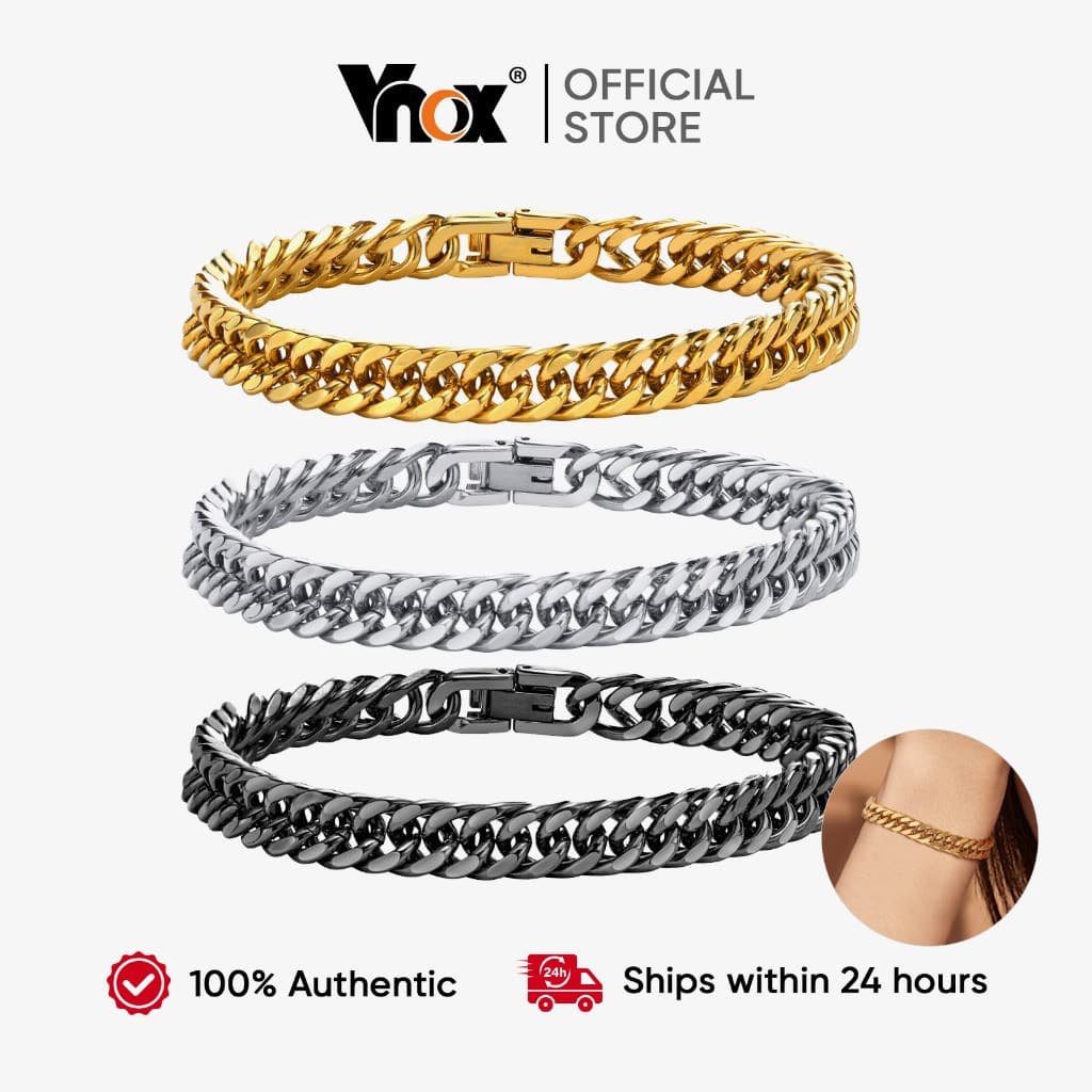 Pulseira de Cadeia Cubana Punk em Aço Inoxidável Vnox, 8/10/12/15mm de Largura, Joia Hipoalergênica para Homens, Present