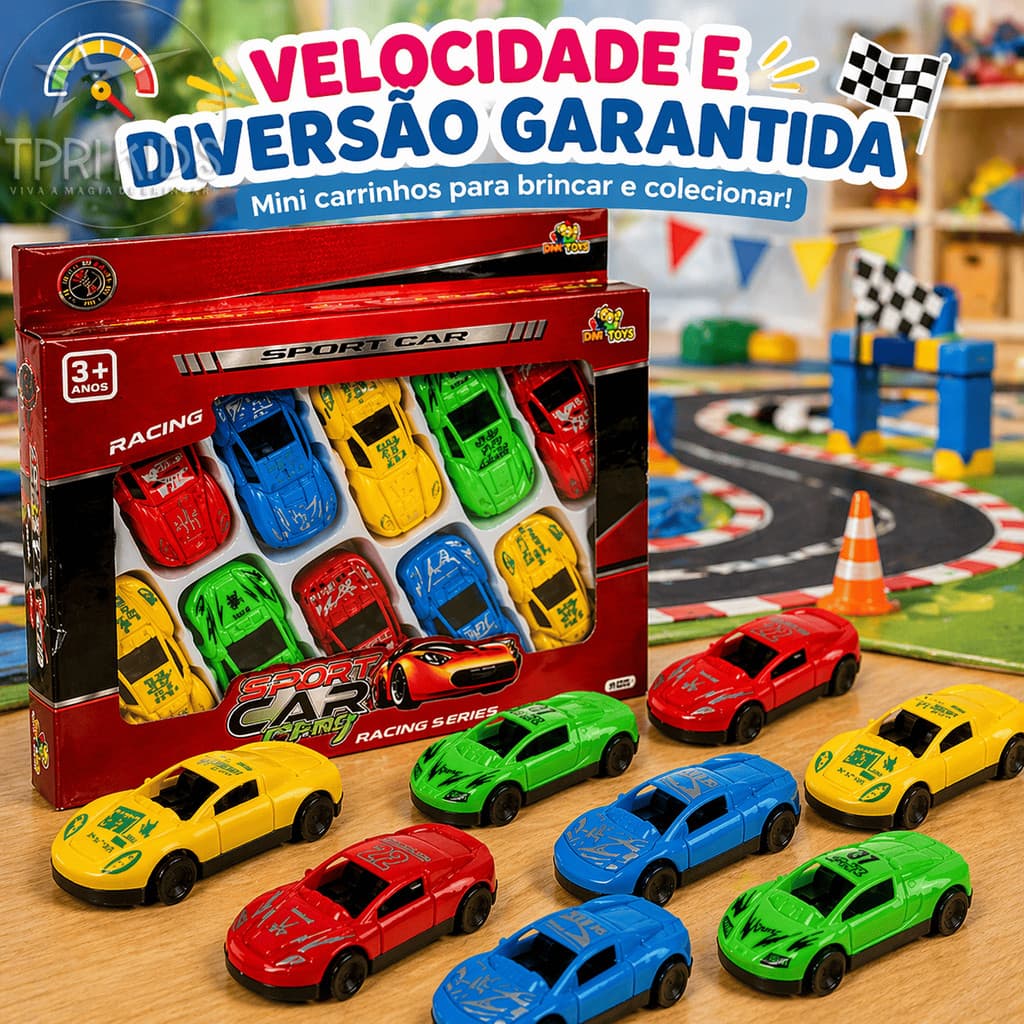 Kit 5 a 20 Mini Carrinho Brinquedo Sport Racing Roda Livre Corrida Coloridos Menino Infantil
