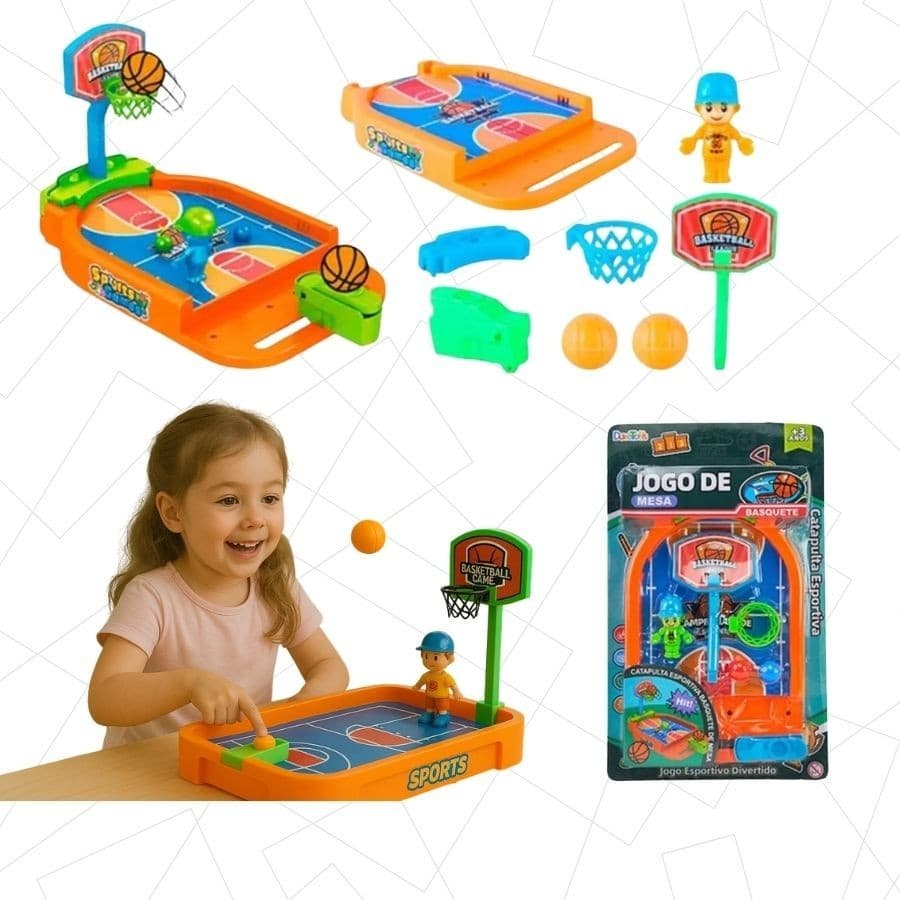 Jogo Basquete de Mesa Basquete  de Mesa Com Laçador Infantil Jogo Diversão