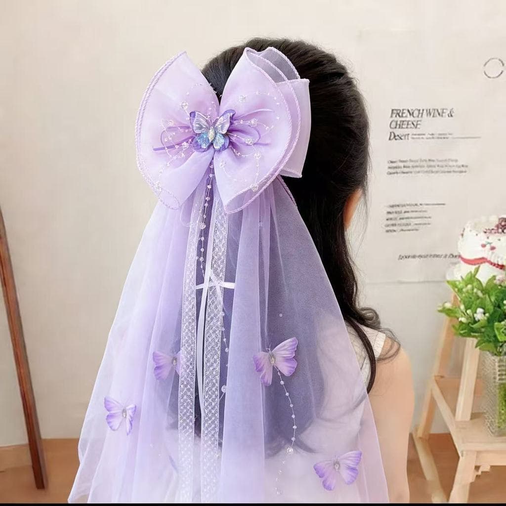 Meninas fio colorido hairpin bonito menina borboleta hairpin grande véu acessórios para o cabelo do bebê princesa cocar