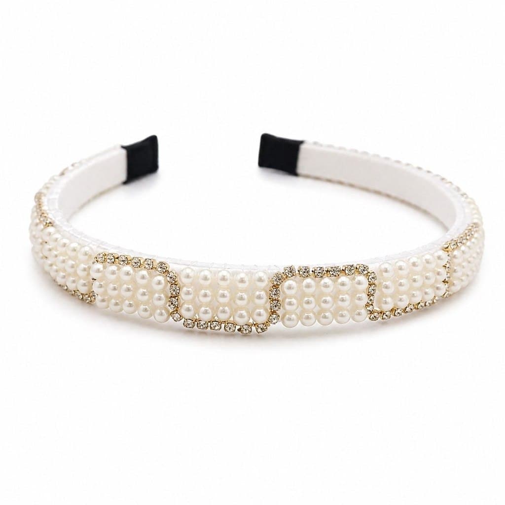 TIARA IMPERIAL PÉROLAS COM DETALHES CRAVEJADOS