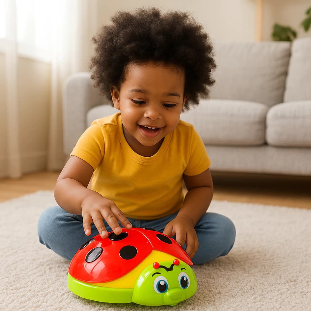 Ursinho joaninha interativo brinquedo educativo criança estímulo aprendizado som