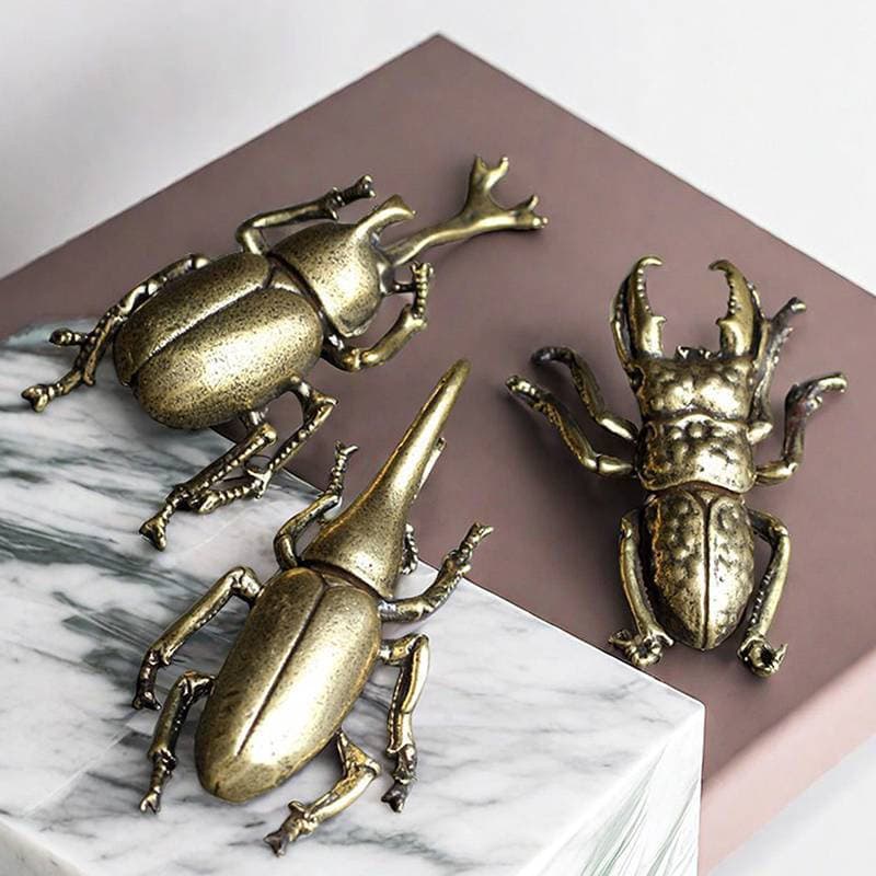 Gvrycqoky 3 Estilos Disponíveis Besouros Estatueta Em Miniatura Pequena Decoração De Mesa Vintage Cobre Inseto Chá Anima