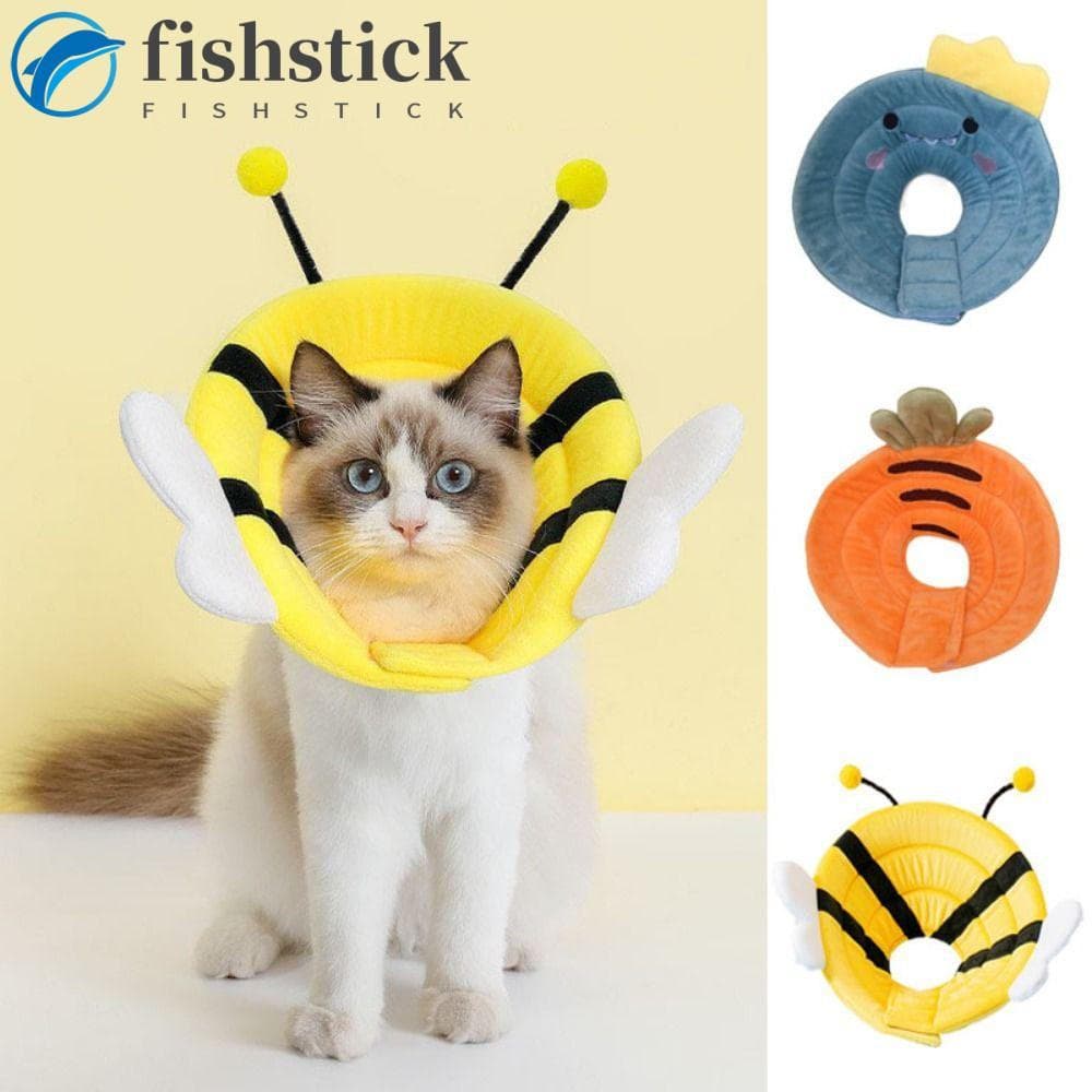 Coleira Elisabetana Para Gatos FISHSTICKA , De Recuperação De Em Formato De Abelha Macia Ajustável , Anti-Mordida