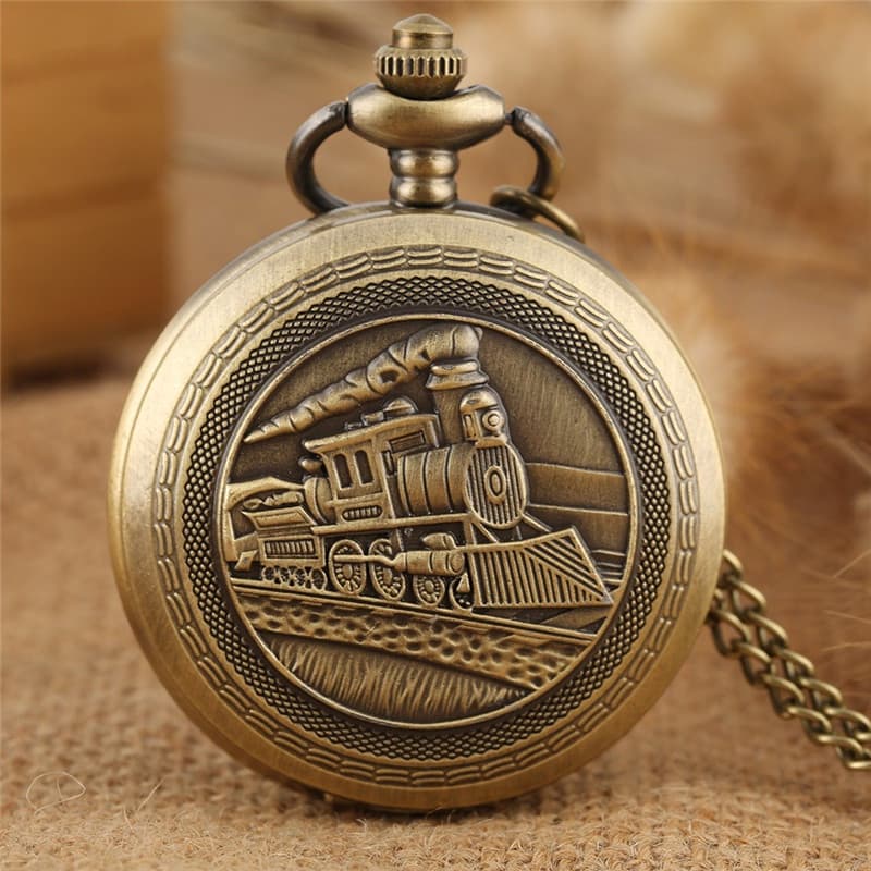 Retro Locomotiva A Vapor Design Masculino Quartzo Analógico Relógio De Bolso 80cm Colar Corrente