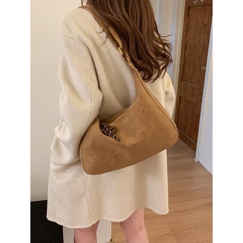 Coreano nicho Commuter saco feminino 2025 novo estilo na moda Retro camurça bolsa de ombro grande capacidade saco do men