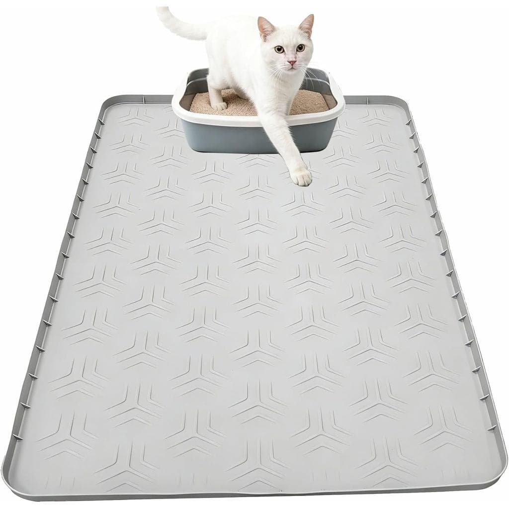 Tapete grande de silicone para areia de gato, 34 polegadas x 22 polegadas, coletor de areia para gato – à prova d'água e