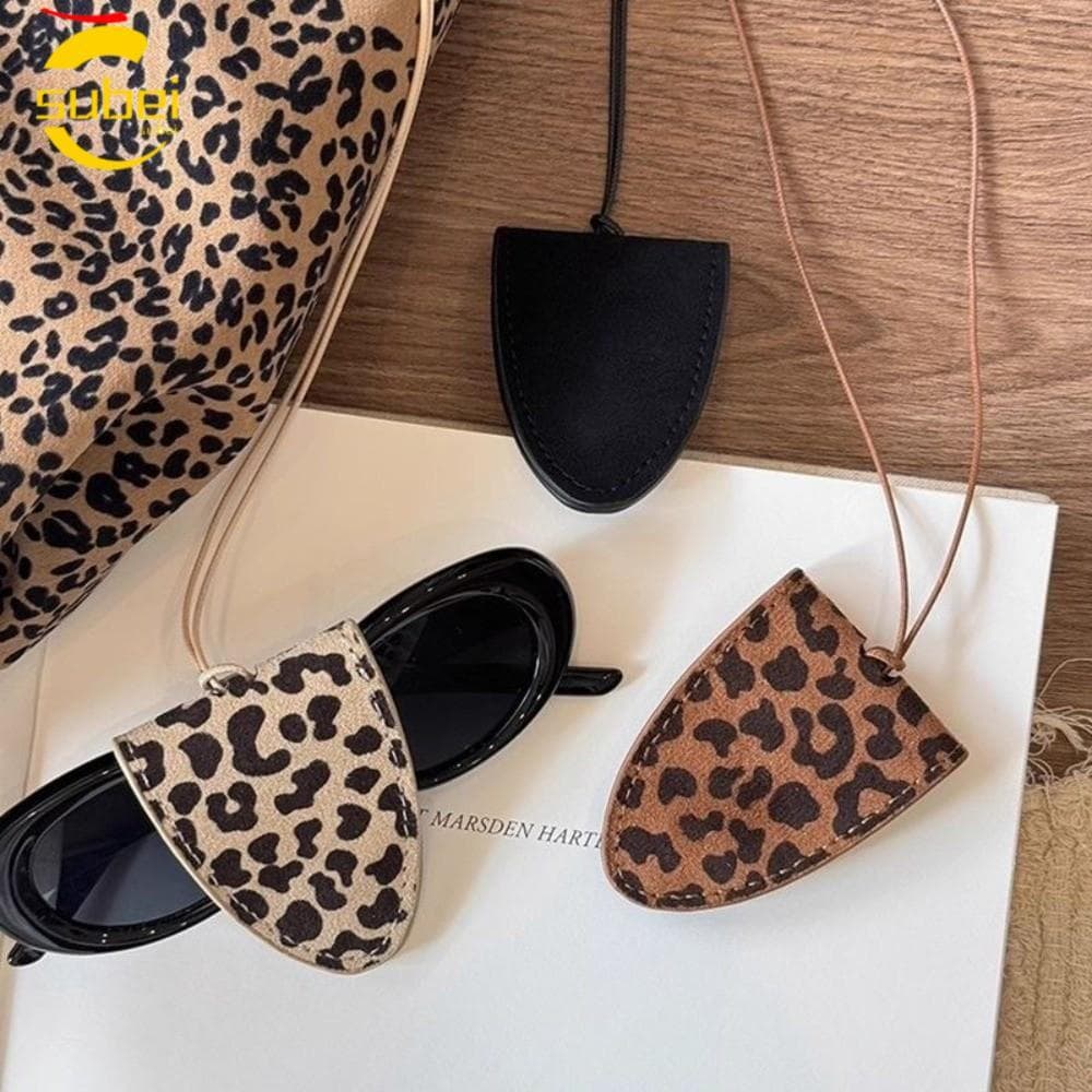 SUBEI Bolsa De Pescoço Suspensa , Armazenamento De Óculos De Couro Pu De Design Simples , Pingente De Clipe Com Estampa