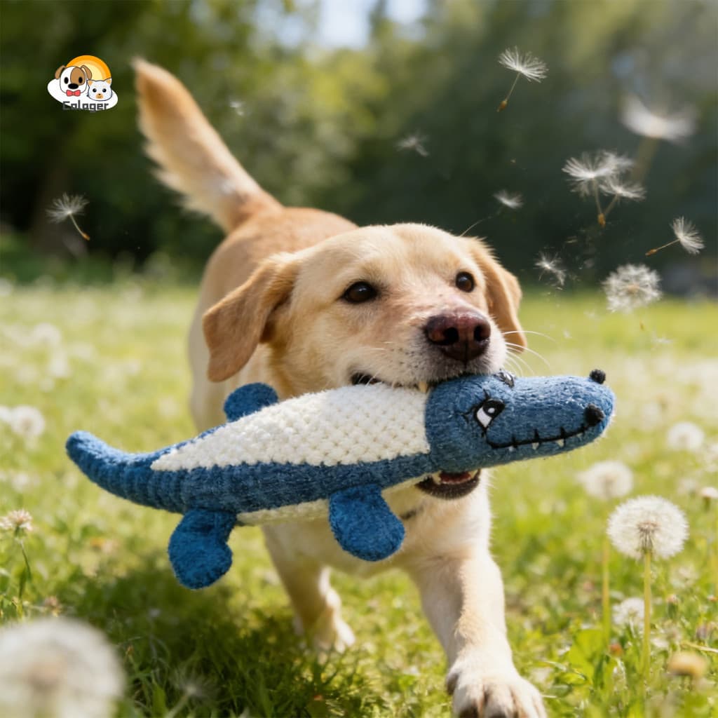 Brinquedo Para Animais De Estimação Resistente A Rasgos Crocodilo Dog Squeaky Chew-Dentição De Pelúcia Durável E À Mordi