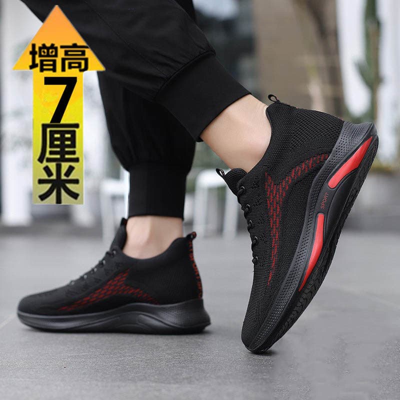 Sapatos masculinos verão respirável 2026 novo estilo voando tecido malha tênis masculino branco sapatos casuais altura c