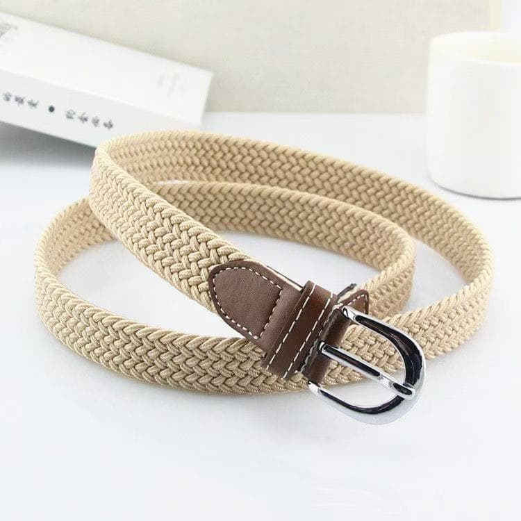 Japão importado Muji cinto de lona feminino sem perfuração estiramento trançado elástico fino cinto masculino All-Match