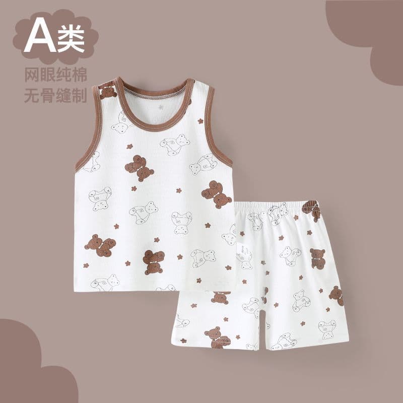 Bebê bebê pijamas verão estilo fino bebê menino conjunto de roupa interior puro algodão desossado crianças colete Shorts
