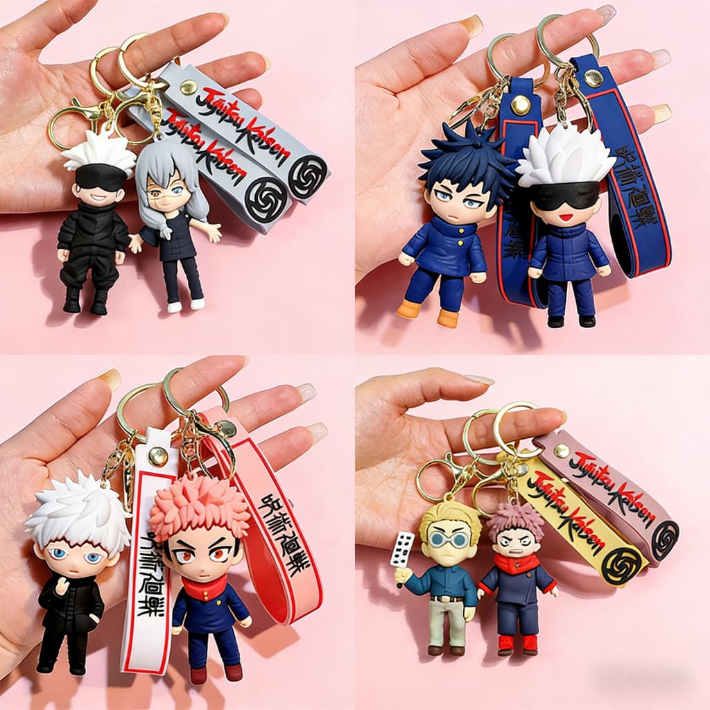 Novo Porta-Chaves Anime Jujutsu Kaisen Boneca Gojo Satoru Kuroe Doll Backpack Pendant Carro Brinquedo Infantil