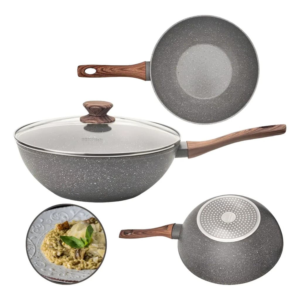 Frigideira Wok Indução Cerâmica Cook 28cm Grafito Mimo Style