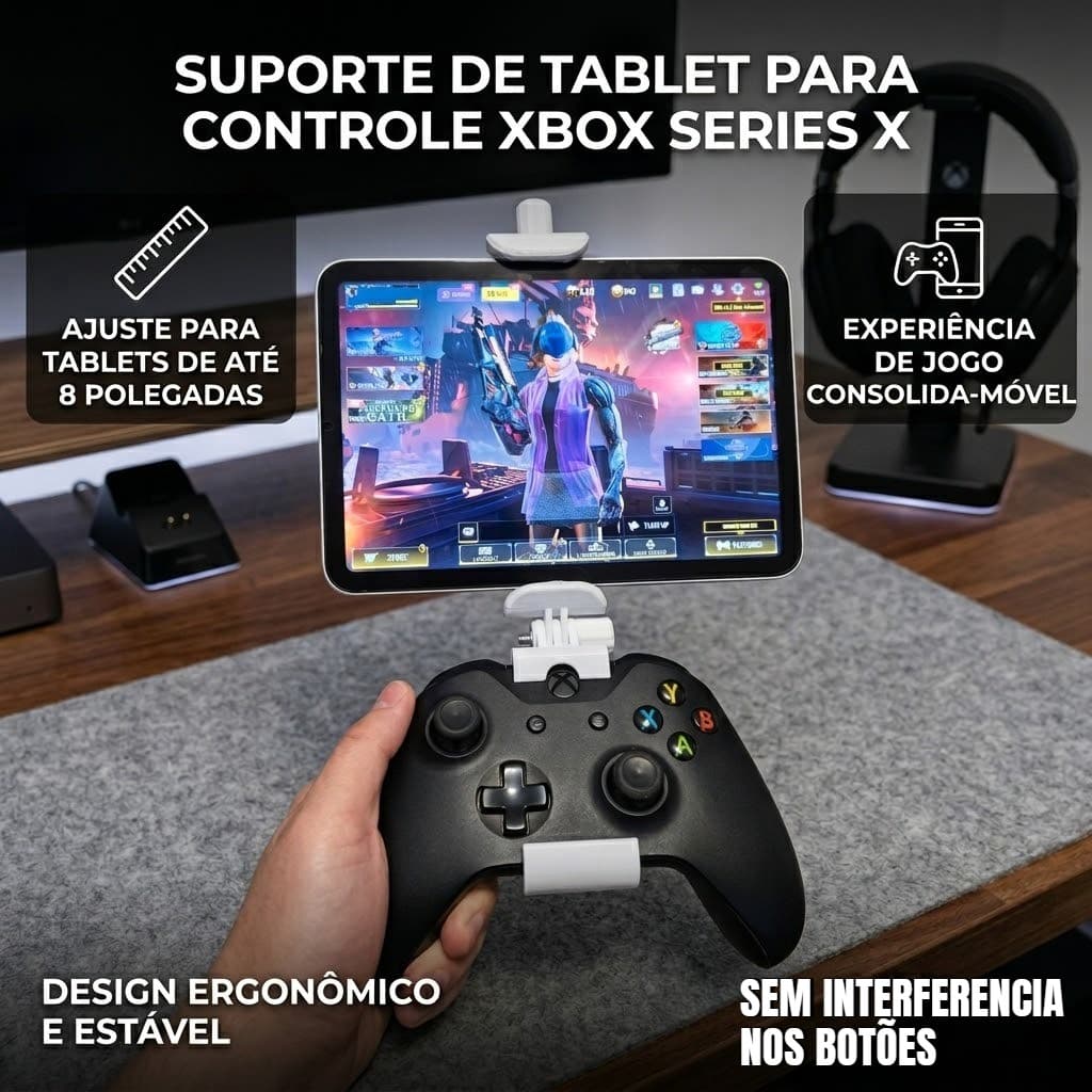Suporte de controle de Xbox Series S/X para Tablet Compatível Xcloud Impressão 3D