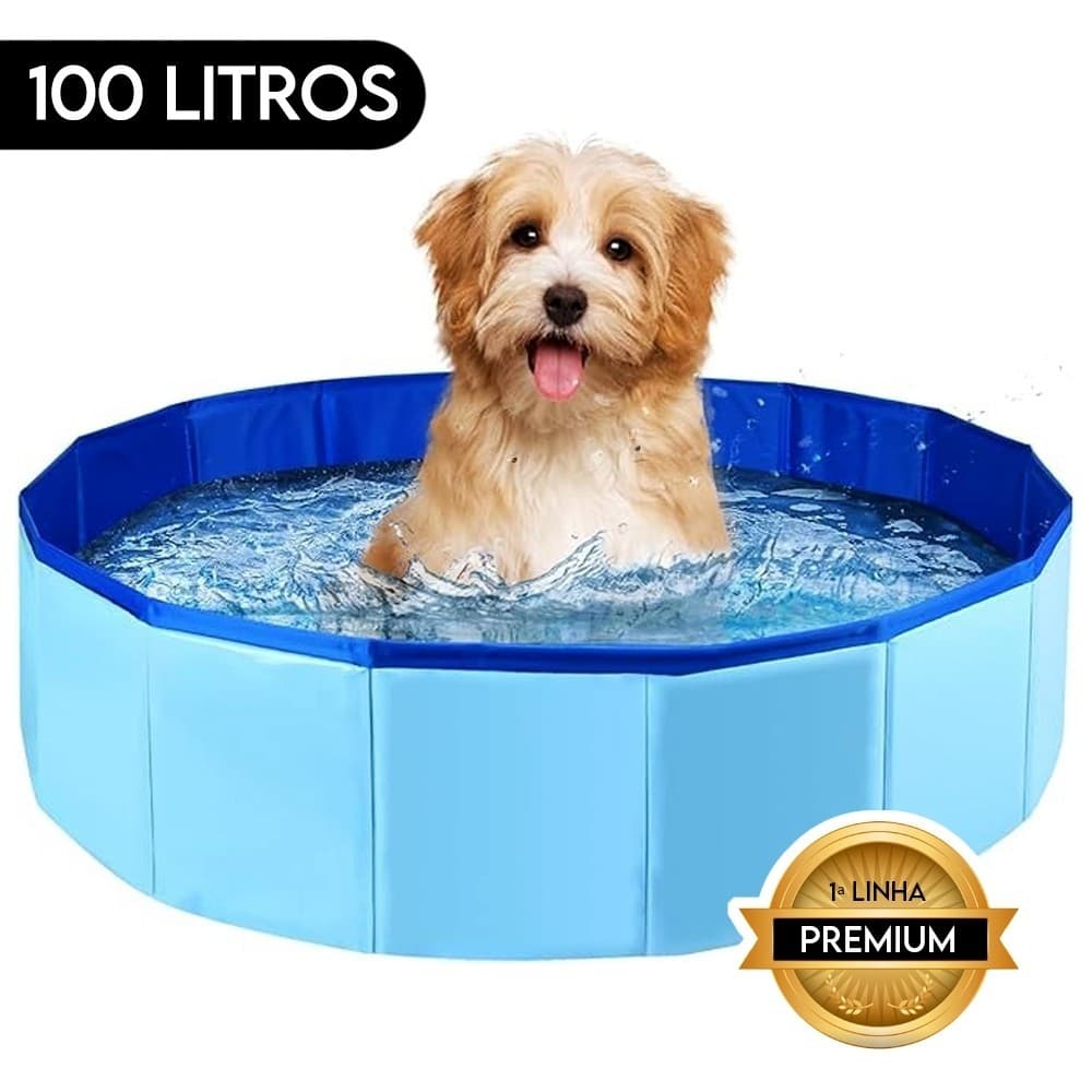 Piscina Dobrável para Cachorros 100 Litros 80x20cm Banheira Pet PVC Premium