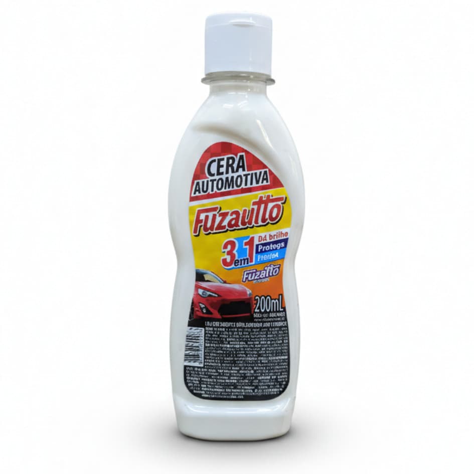 Cera Fuzautto Automotiva 3 em 1 Dá Brilho Protege e Limpa Alto Rendimento e Fácil Aplicação