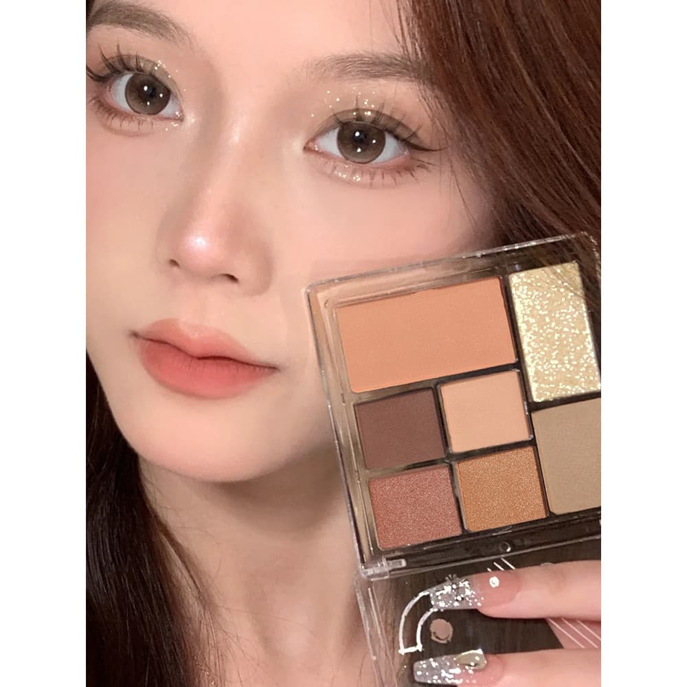 Chen Shi'an divertido paleta de sombras de sete cores terra cor destaque Blush Cheng 2025 novo estilo diário luz maquiag