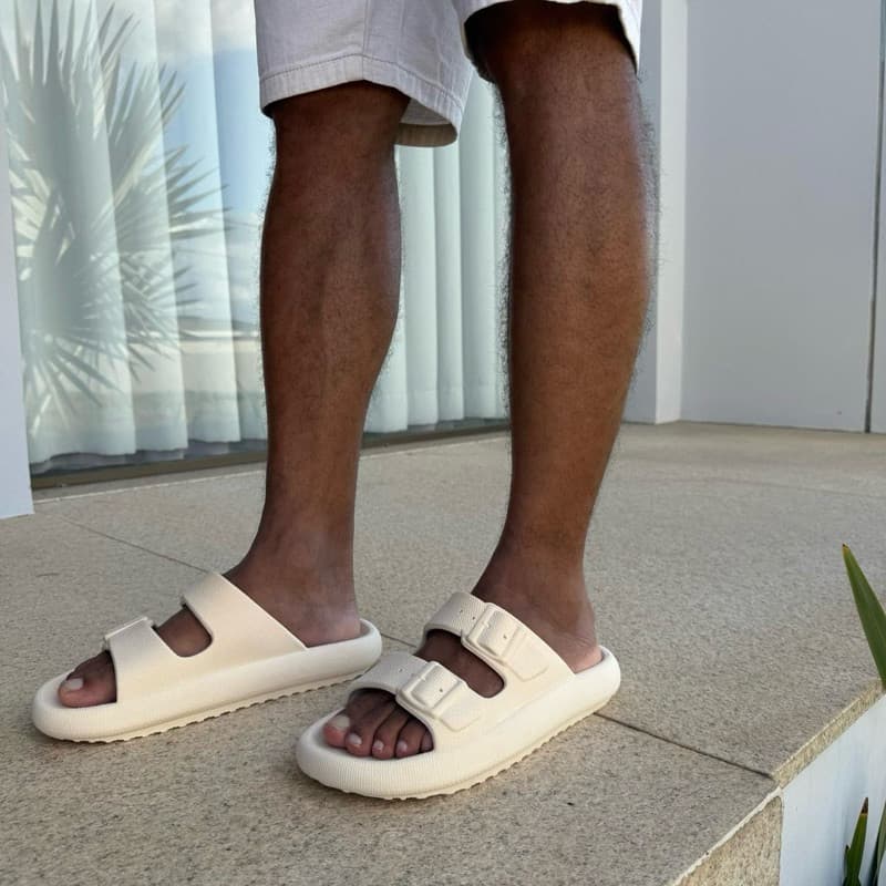 Chinelo Mascolino Sandália Slide Confortável Anatômica Leve Macia Fivelas Casual Antiderrapante Dia a Dia Flexível