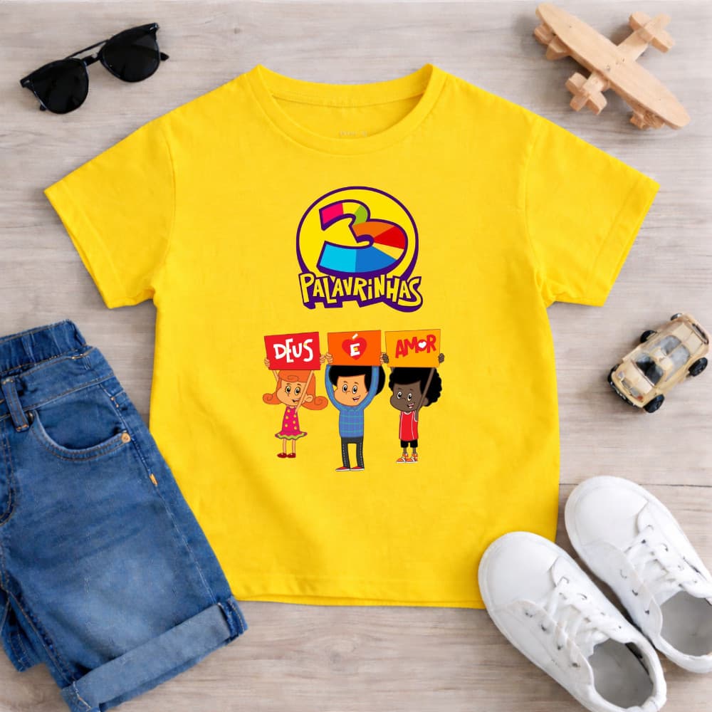 Camiseta camisa blusa Infantil Cristã Gospel 3 Palavrinhas 100% Algodão