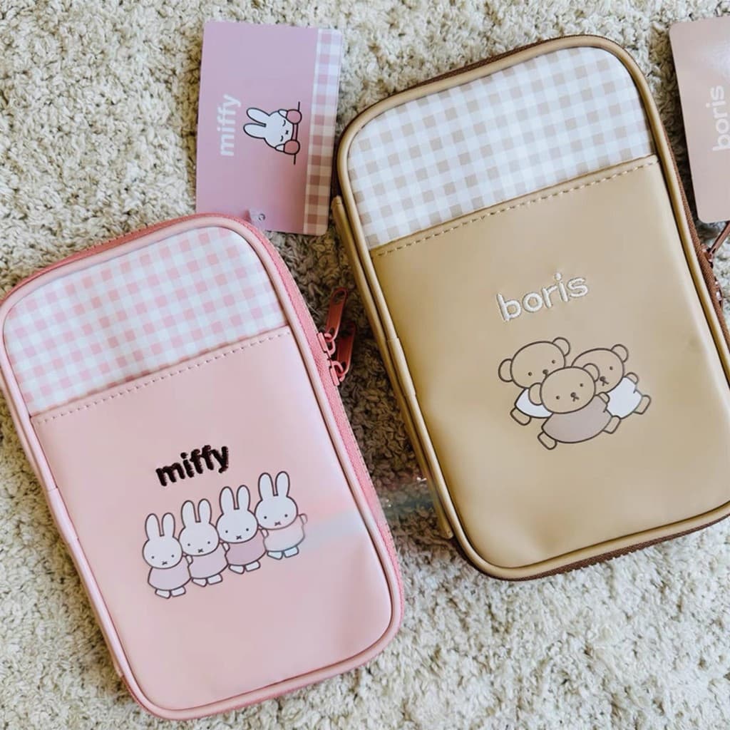 Bolsa para Caderno Miffy Japonesa, Desenho Animado Fofo do Ursinho Boris, Bolsa de Armazenamento para Documentos e Passa