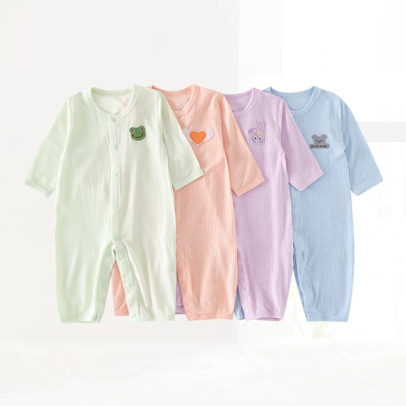 Estoque pronto atacado macacão de bebê masculino feminino pijama Modal estilo fino Folio manga longa macacão roupas de v