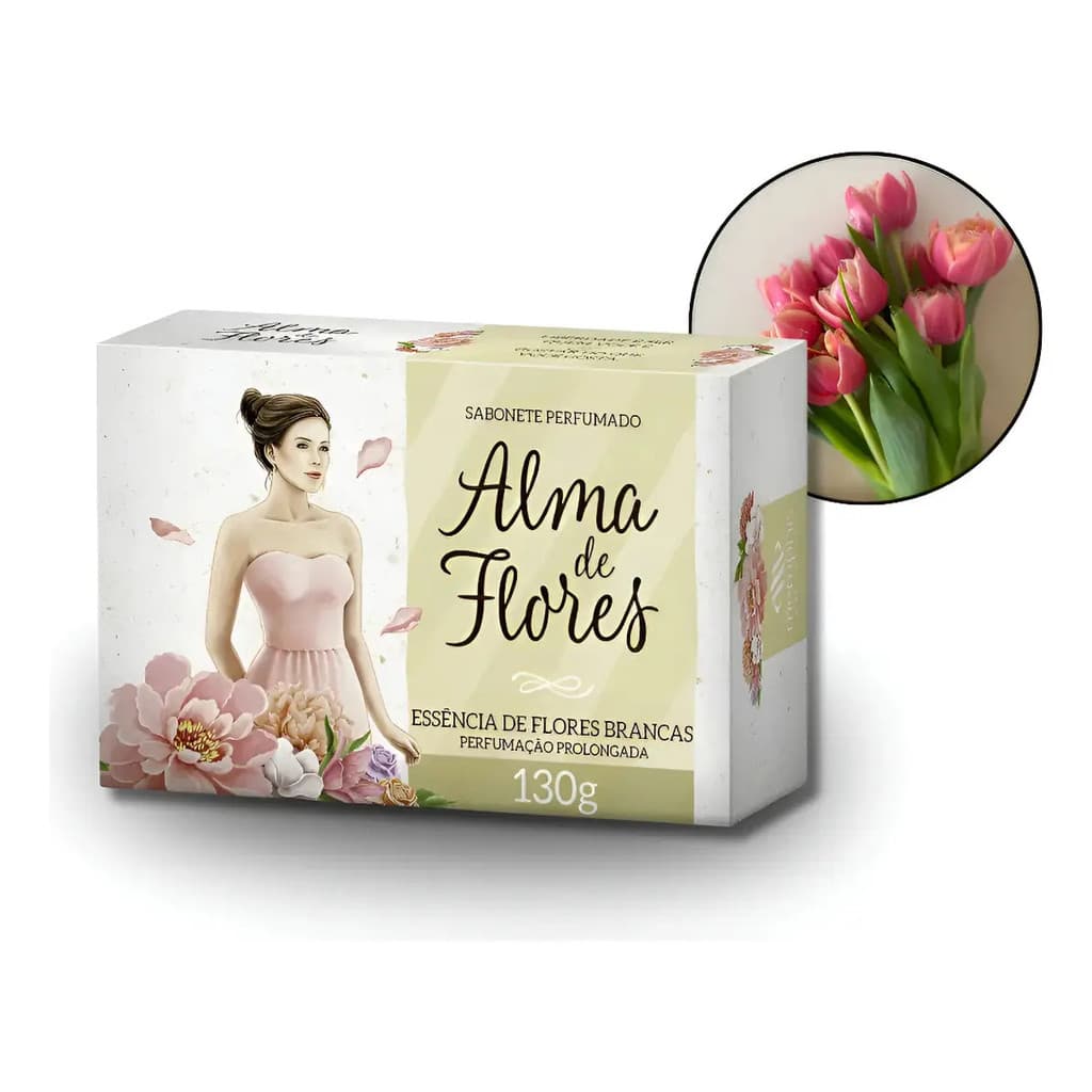 Sabonete Alma De Flores Banho Relaxante Essência De Flores Brancas 130g