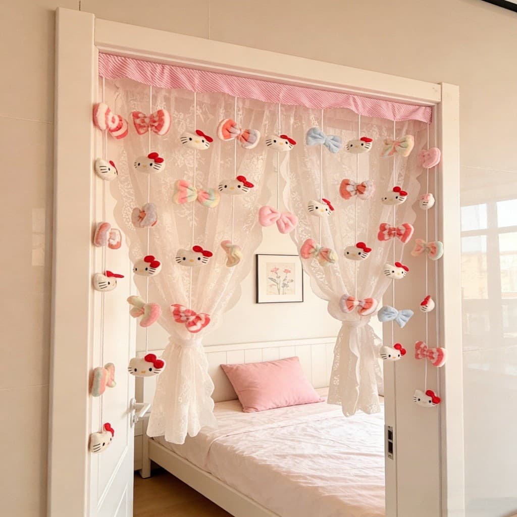 Cor borboleta Kitty porta cortina divisória quarto decoração pendurado cortina criativa especial