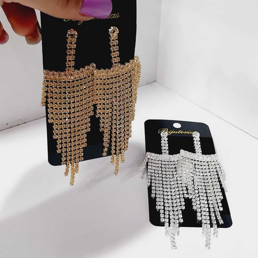 1 Par Prata Longa Prata Única Prata Longa com Garra de Diamante Completa Brincos de Tassel