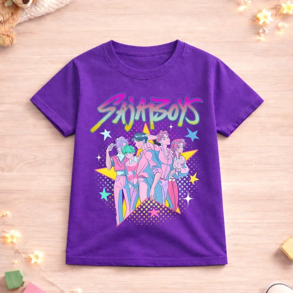 Camiseta Infantil Saja Boy Kpop Camisa Estampada KPop Demon Hunters Infantil