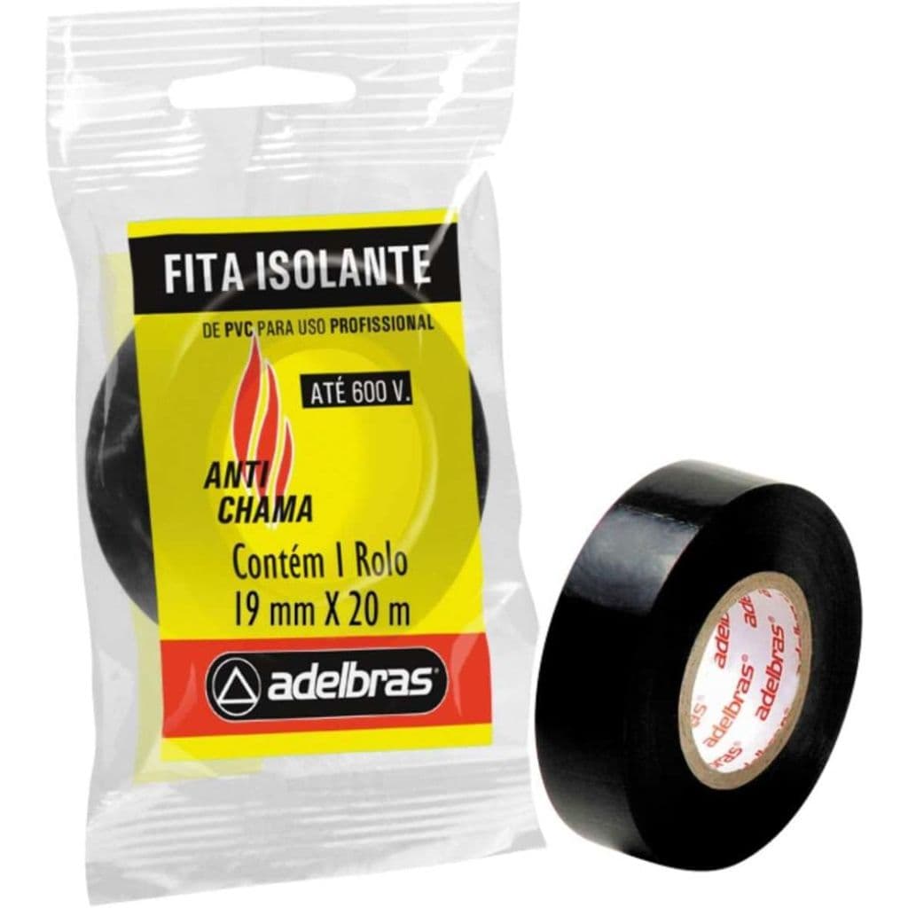 Fita Isolante Adelbras 19mm x 20m Anti Chama Preta
