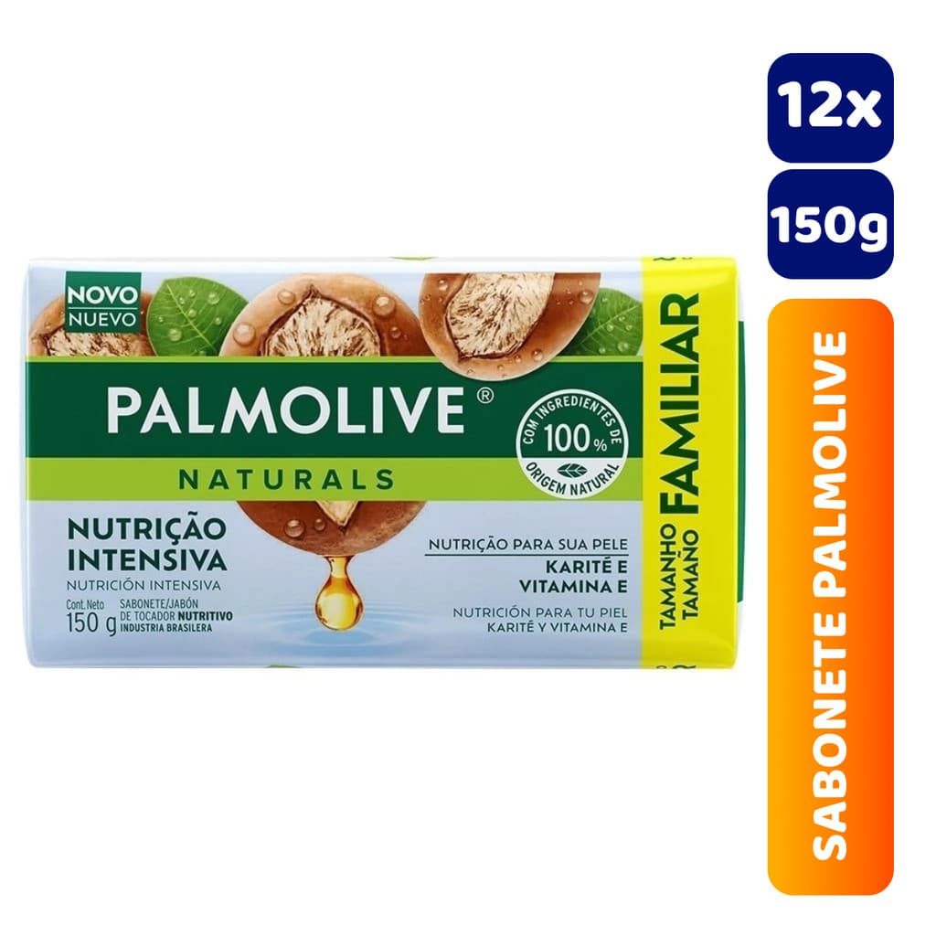 Kit C/12 Unidades Sabonete em Barra Palmolive Naturals 150g Nutrição Intensiva