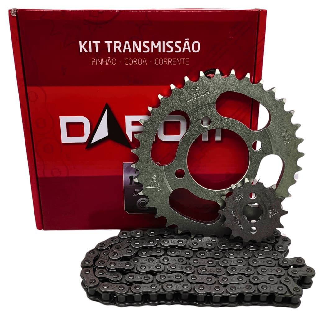 Kit relação transmissão moto Sundown Web 100 ( 2002 A 2010 ) - Darom Aço 1045