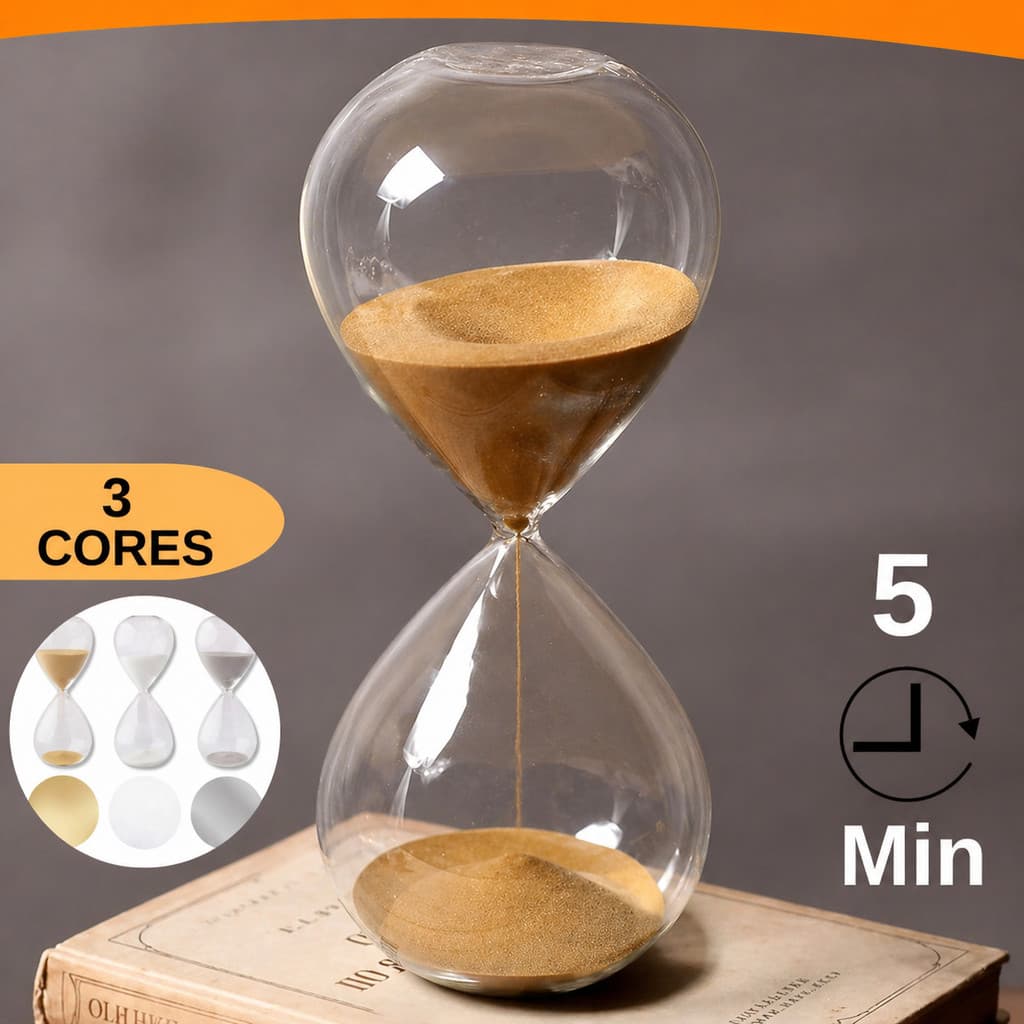 Ampulheta Areia Colorida 5 Min - Relógio de Tempo Decoração Mesa