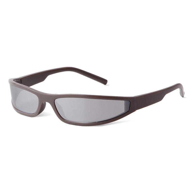 Óculos de Sol Esportivos Fashion Mirror para Mulheres e Homens Y2K, Armação Retangular Estreita, Óculos de Sol Punk para